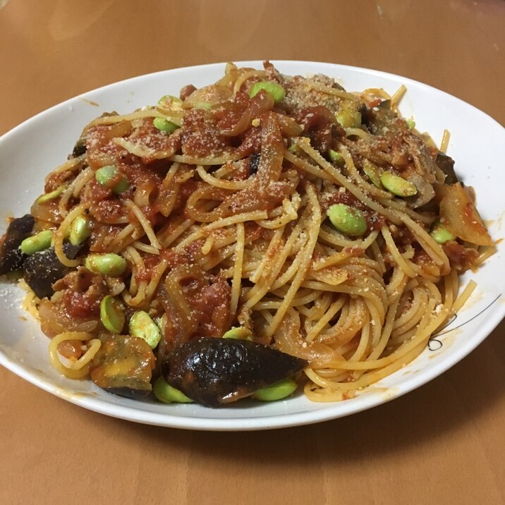 豚肉となすのトマトパスタ♪